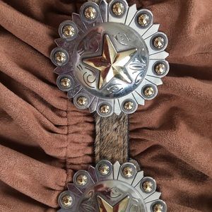 COPY - COPY - COPY - Vintage cowhide and silver concho belt.